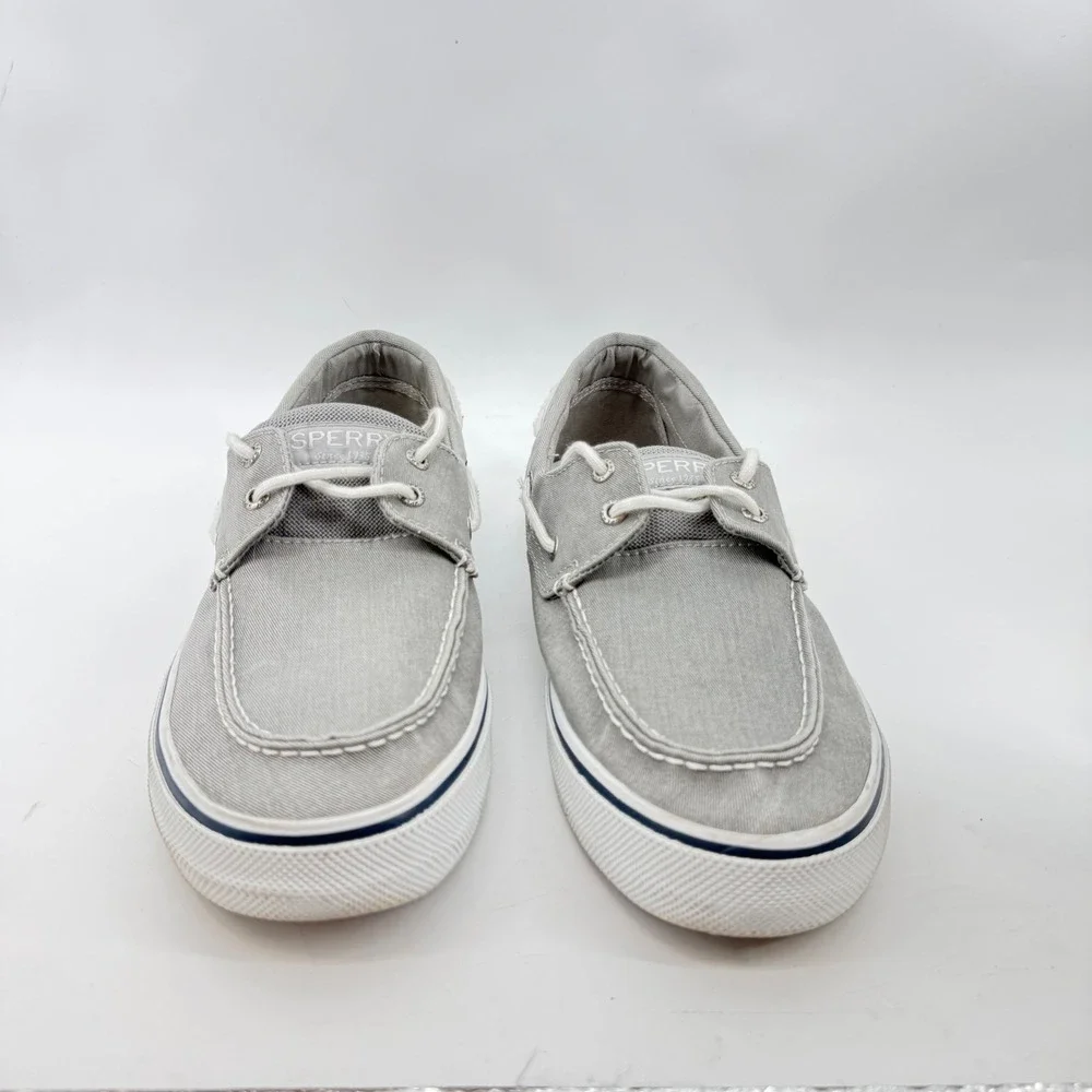 Sperry Bahama II Boat Shoes Mens 11.5 Gray Canvas Nautical Resort Preppy Beach